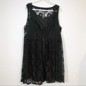 Torrid Black Lace Button Up Sleeveless Dress